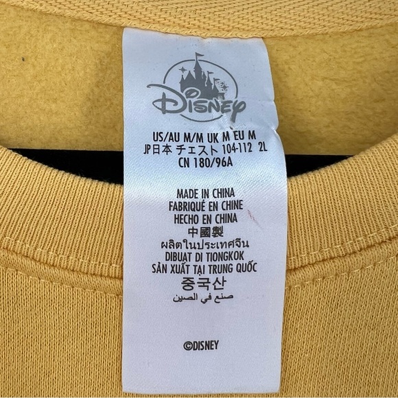 NWT Disney Adult M Mustard Yellow Crewneck Sweatshirt Psychadelic 60s 70s Design - Picture 2 of 11